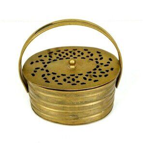 Vintage Brass Cricket Cage Potpourri Incense Trinket Box with Lid Made i…